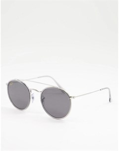 Круглые солнцезащитные очки унисекс в серебристой оправе с двойным мостом 0RB3647N Ray-ban®