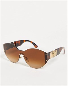 Большие женские круглые солнцезащитные очки в золотистой оправе 0VE2224 Versace