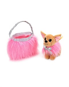 Мягкая игрушка Собака Чихуахуа в розовой сумочке 19 см Мой питомец