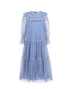 Голубое платье из фатина с вышивкой GG детское Gucci