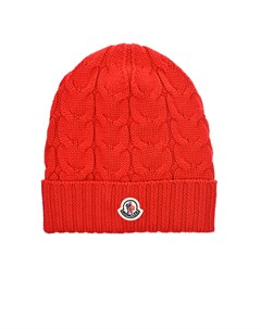 Красная шапка из шерсти с отворотом Moncler