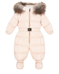 Розовый комбинезон с меховой отделкой Moncler