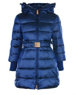 Синее стеганое пальто с поясом детское Monnalisa