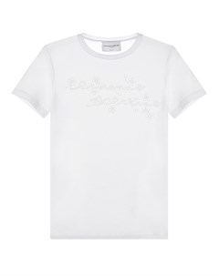 Белая футболка с перфорированным логотипом Ermanno scervino