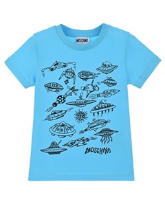Бирюзовая футболка с принтом Космические корабли Moschino