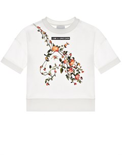 Белый свитшот с принтом цветочный единорог Burberry