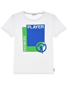 Белая футболка с принтом квадраты Bikkembergs