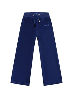 Синие спортивные брюки из велюра детские Molo