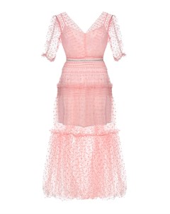 Розовое платье с короткими рукавами Self-portrait