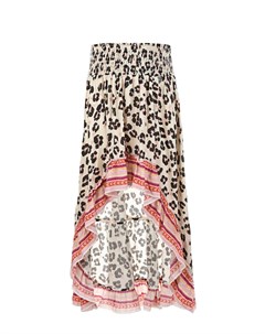 Длинная леопардовая юбка с розовой полосатой отделкой Twinset