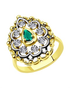 Кольцо из комбинированного золота с бриллиантами и изумрудом Sokolov diamonds