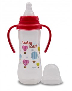 Бутылочка для кормления с ручками Baby Land с узким горлышком и силиконовой соской цвета в ассорт 24 Mepsi