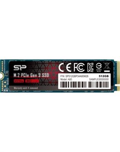 SSD накопитель 512GB P34A80 M 2 2280 PCI E 3x4 R W 3200 3000 MB s Silicon power