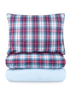 Комплект постельного белья 1 5 спальный Flannel красно синяя клетка Lameirinho