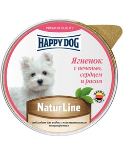 Natur Line для взрослых собак маленьких пород паштет с ягненком печенью сердцем и рисом 125 гр Happy dog