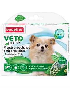 Veto Pure капли для собак мелких пород против блох клещей и комаров экстракт маргозы и пиретрума уп  Beaphar