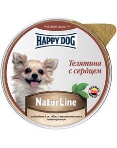 Natur Line для взрослых собак маленьких пород паштет с телятиной и сердцем 125 гр Happy dog
