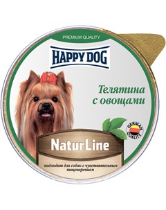 Natur Line для взрослых собак маленьких пород паштет с телятиной и овощами 125 гр х 10 шт Happy dog