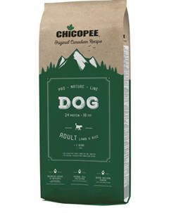 Сухой корм для собак Pro Nature Line Adult с ягненком и рисом 20 кг Chicopee