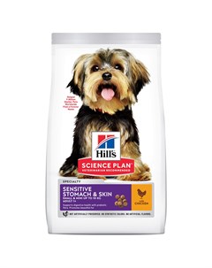Корм сухой корм для взрослых собак мелких пород с чувствительной кожей и или пищеварением с курицей  Hill's science plan
