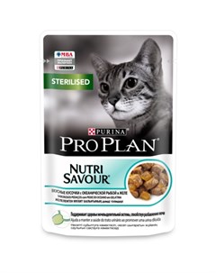 Влажный корм Nutri Savour для стерилизованных кошек и кастрированных котов кусочки с океанической ры Pro plan