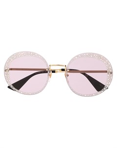Солнцезащитные очки в круглой оправе с кристаллами Gucci eyewear