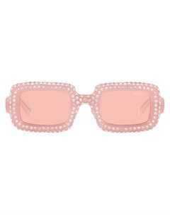 Солнцезащитные очки в прямоугольной оправе с кристаллами Miu miu eyewear