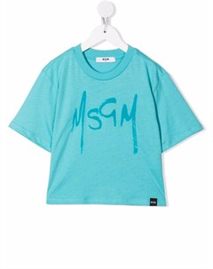 Укороченная футболка с логотипом Msgm kids