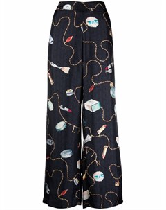 Шелковые брюки палаццо с графичным принтом Lanvin