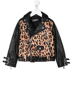Байкерская куртка с леопардовым принтом Dsquared2 kids