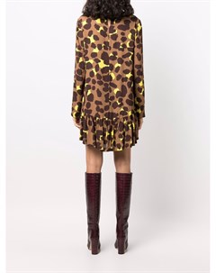 Платье с оборками и леопардовым принтом Semicouture