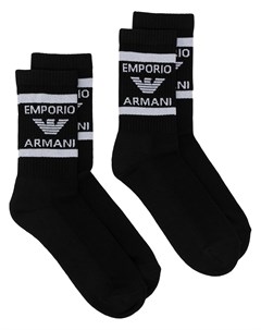 Комплект из двух пар носков вязки интарсия с логотипом Emporio armani