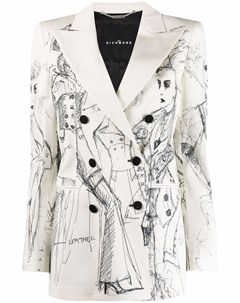 Двубортный пиджак с графичным принтом John richmond