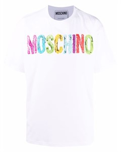 Футболка с эффектом разбрызганной краски и логотипом Moschino