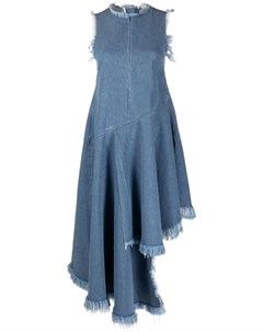 Джинсовое платье асимметричного кроя с бахромой Marques almeida