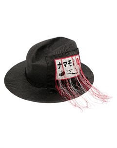 Шляпа с бахромой и нашивкой логотипом Yohji yamamoto