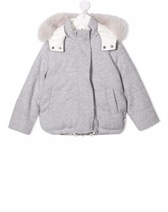 Пальто с капюшоном и искусственным мехом Brunello cucinelli kids