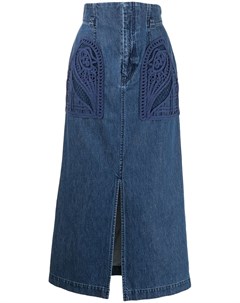 Джинсовая юбка с вышивкой Mame kurogouchi