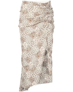 Шелковая юбка с абстрактным принтом Veronica beard