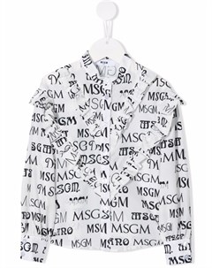 Блузка с оборками и логотипом Msgm kids