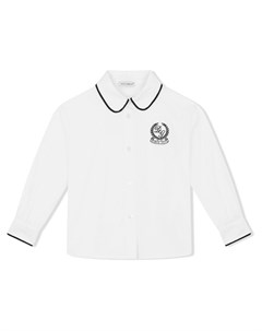Поплиновая рубашка с вышитым логотипом Dolce & gabbana kids