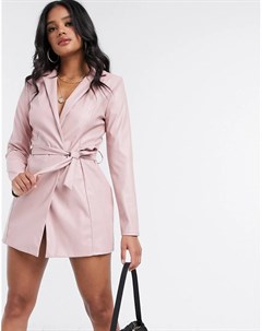 Розовое платье пиджак с поясом Flounce london