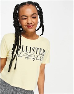 Желтая футболка с логотипом Hollister