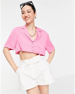 Ярко розовая свободная рубашка укороченного кроя от комплекта Asos design