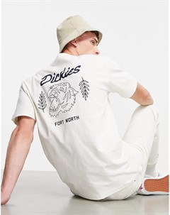 Кремовая футболка с принтом на спине Dickies