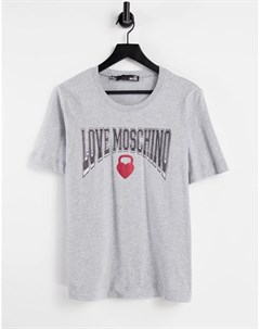 Серая футболка с логотипом Love moschino