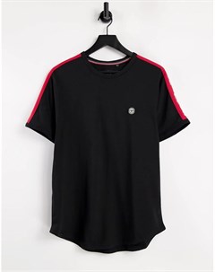 Черная футболка для дома с красной тесьмой от комплекта Le breve