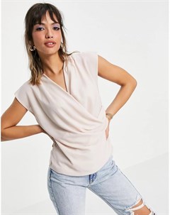 Розовая драпированная блузка без рукавов Petite Asos design