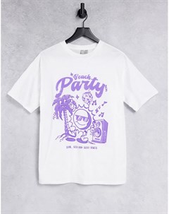 Белая oversized футболка с графическим принтом Party Beach Asos design