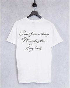Белая футболка с надписью логотипом на груди и спинке Good for nothing